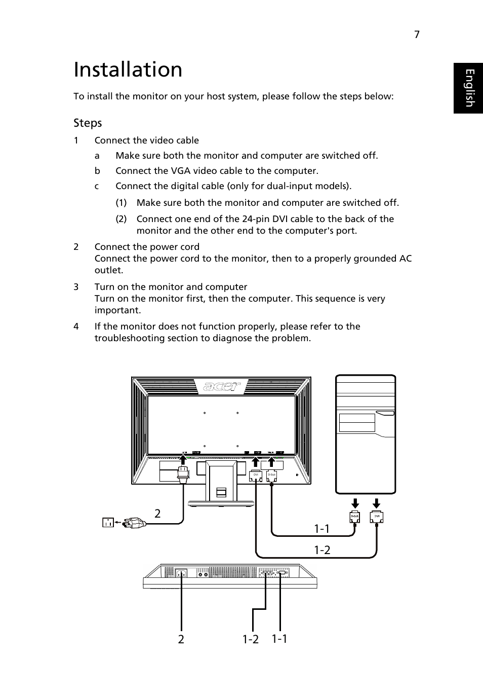 Installation | Acer V233H User Manual | Page 19 / 26