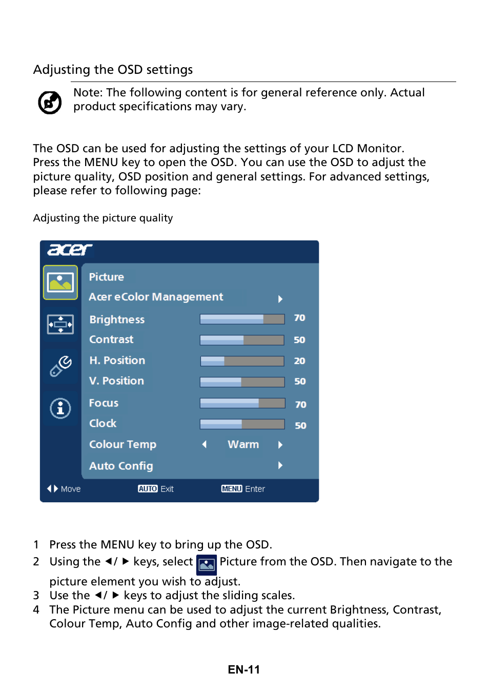 Acer G206HQL User Manual | Page 20 / 28