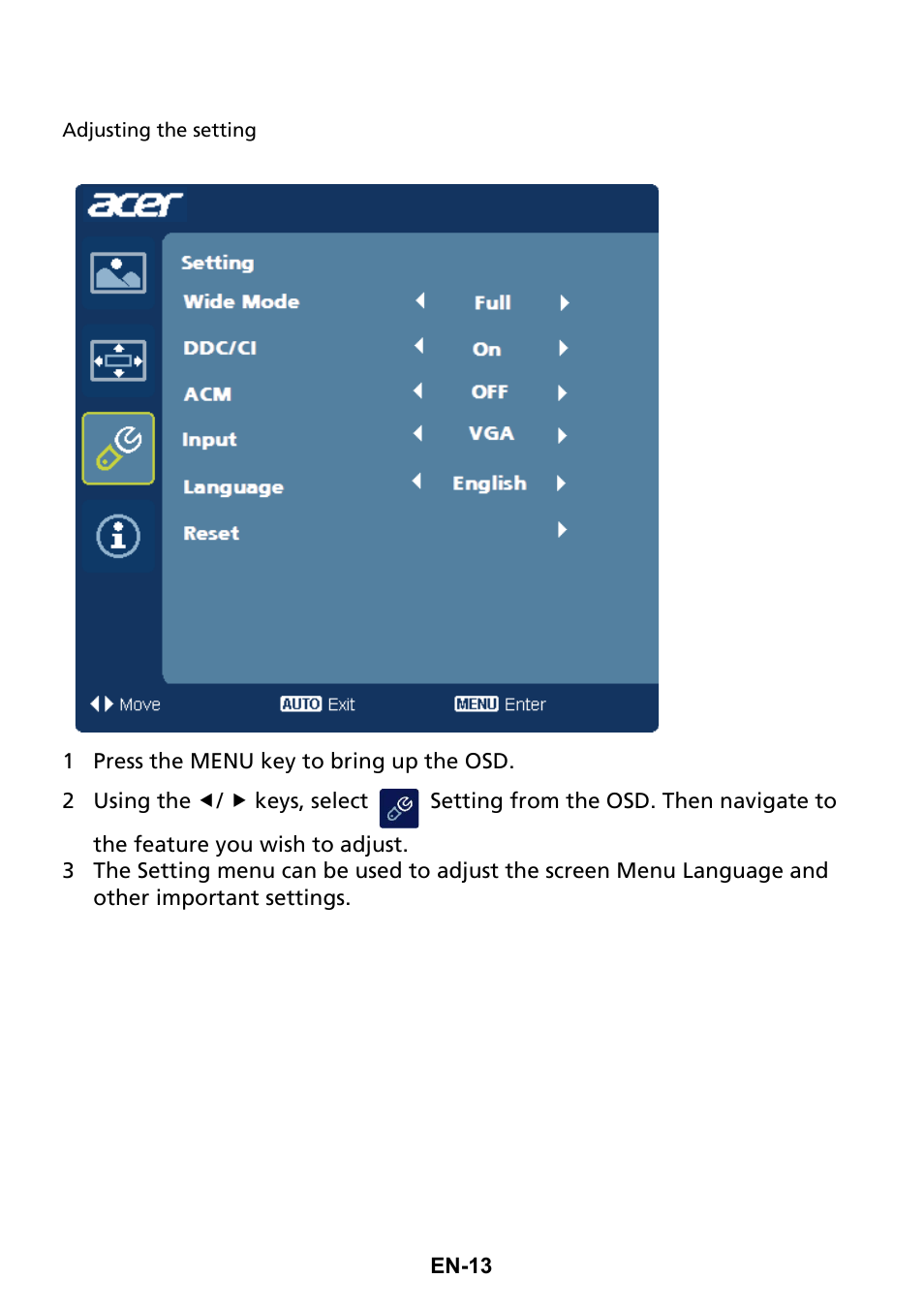 Acer G206HQL User Manual | Page 22 / 28
