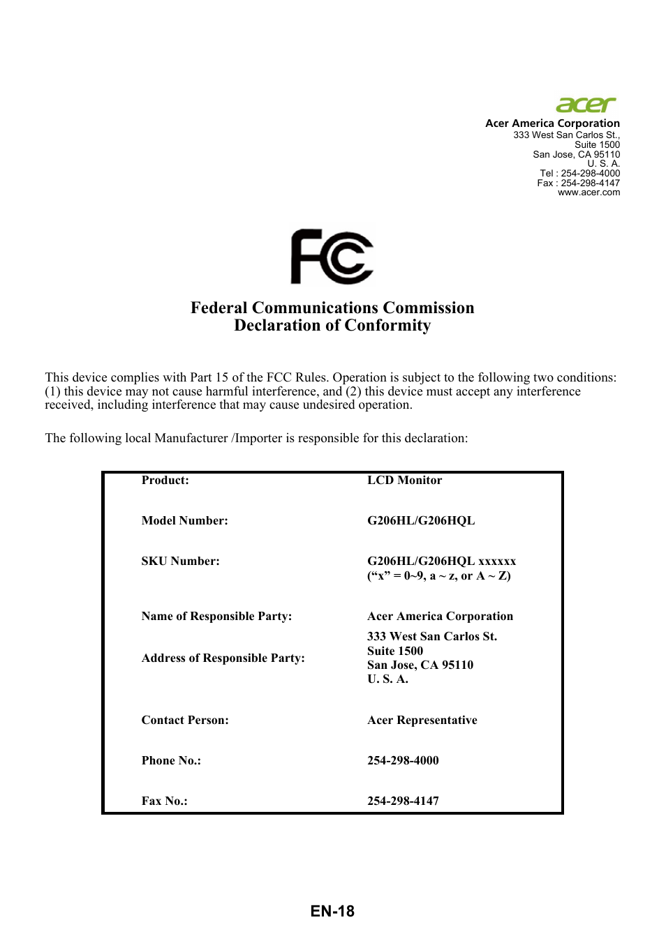 En-18 | Acer G206HQL User Manual | Page 27 / 28