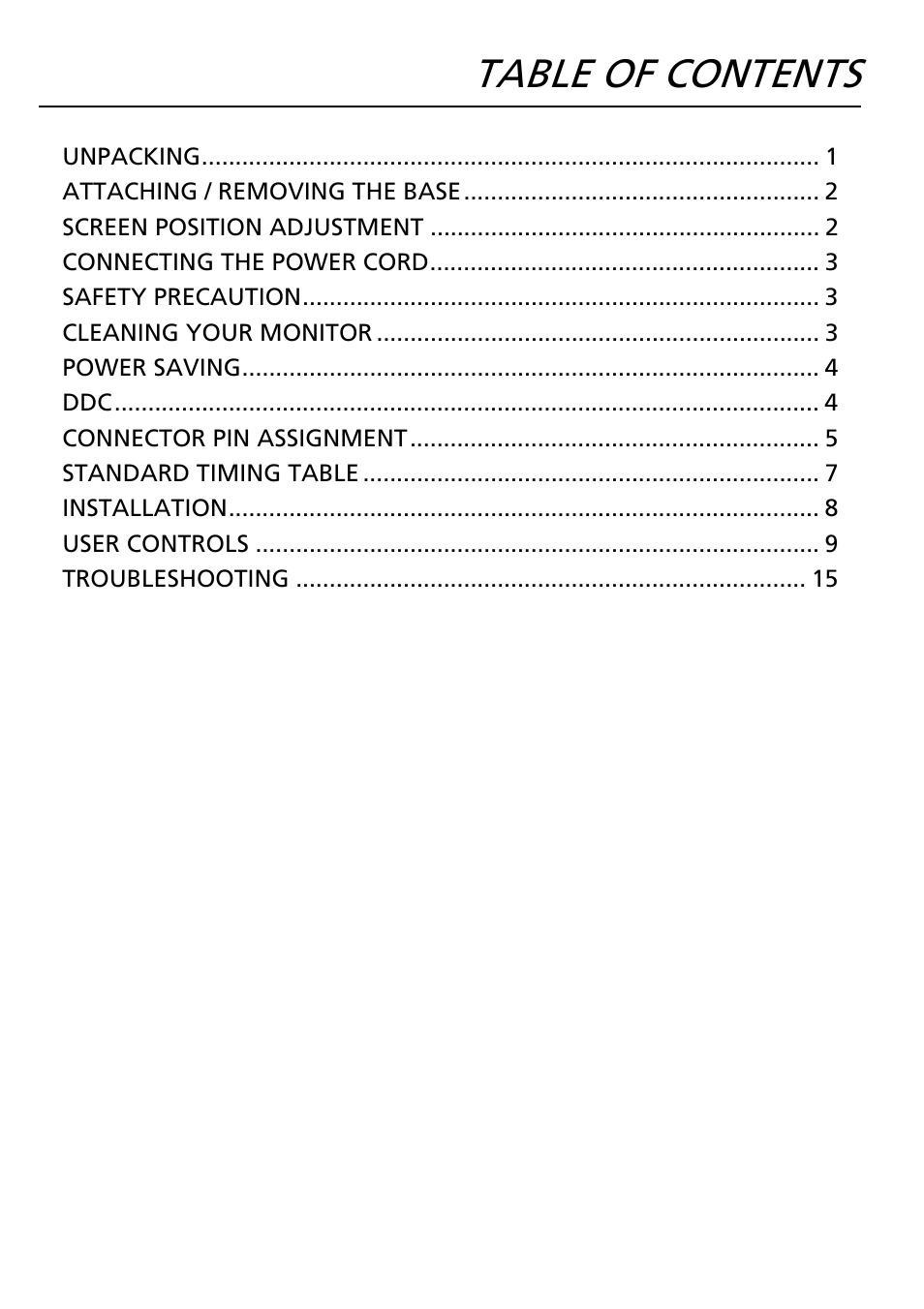 Acer G206HQL User Manual | Page 9 / 28