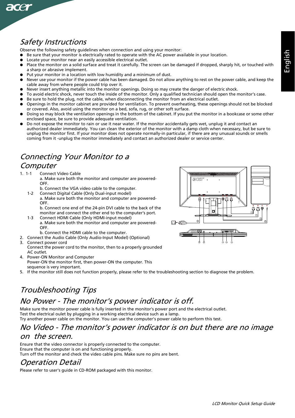 Acer P246HL User Manual | 2 pages