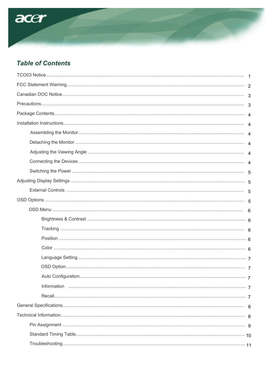Acer AL2016W User Manual | 12 pages