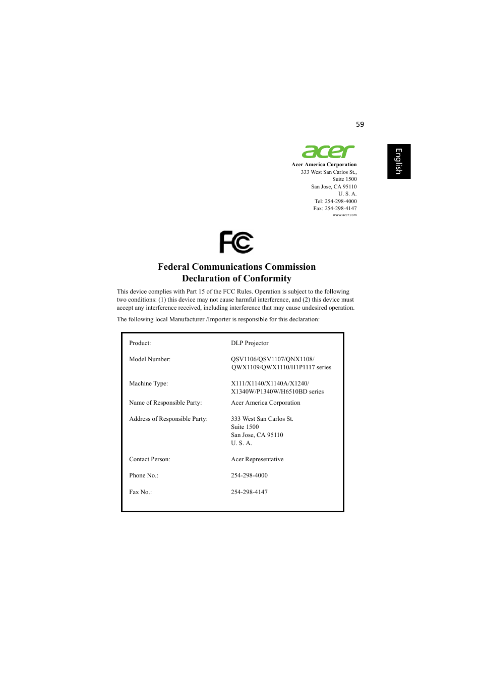 Acer H6510BD User Manual | Page 69 / 69