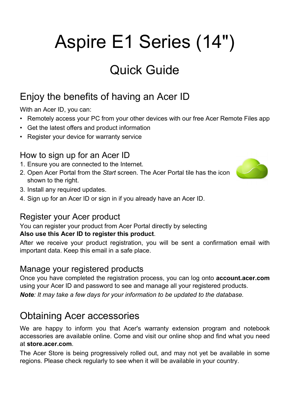 Acer Aspire E1-410G User Manual | 10 pages