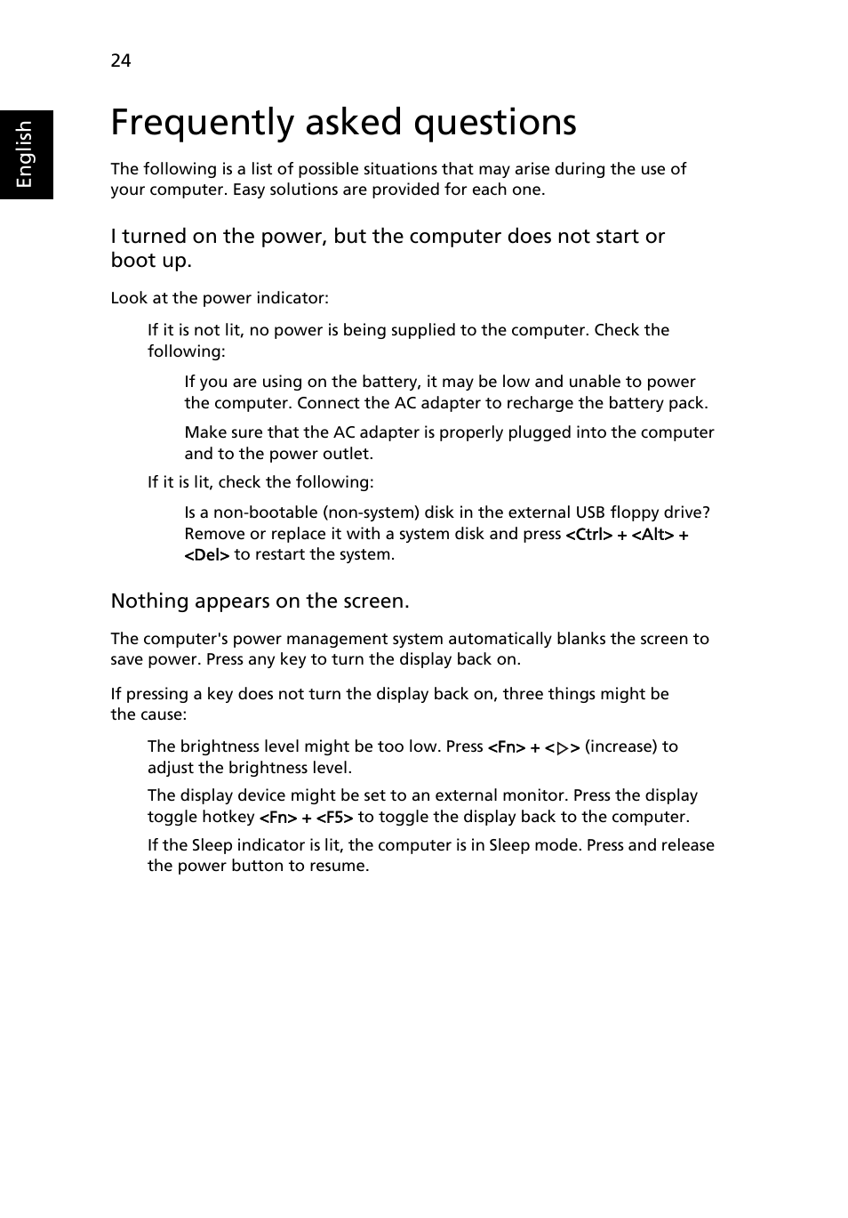 Frequently asked questions | Acer FO200 User Manual | Page 44 / 54