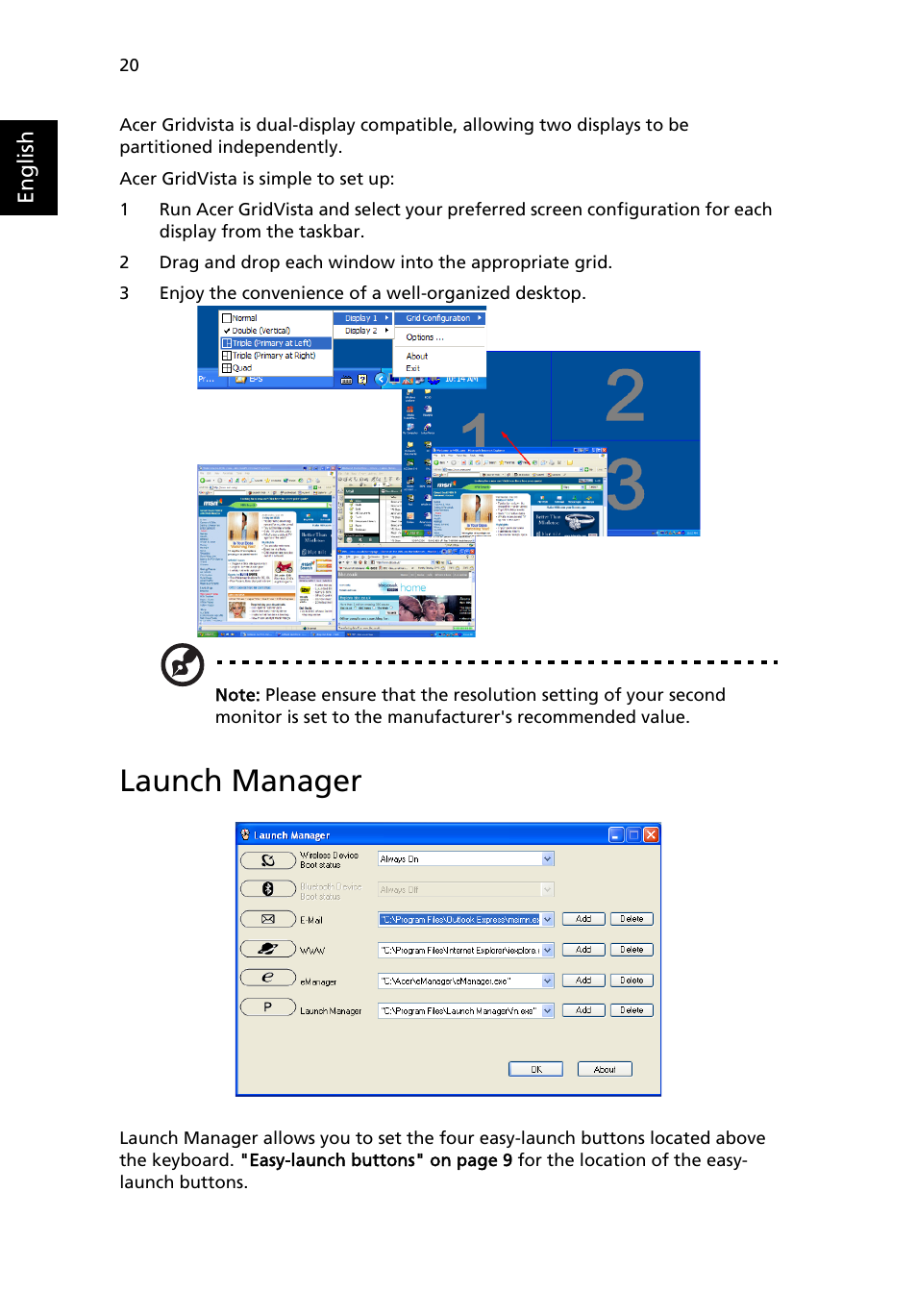 Launch manager | Acer Extensa 2600 User Manual | Page 30 / 76
