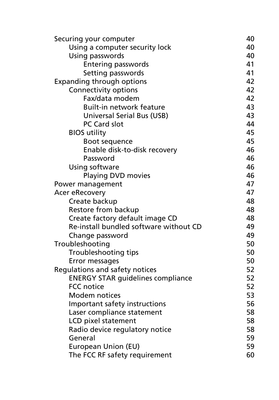 Acer Extensa 2600 User Manual | Page 8 / 76