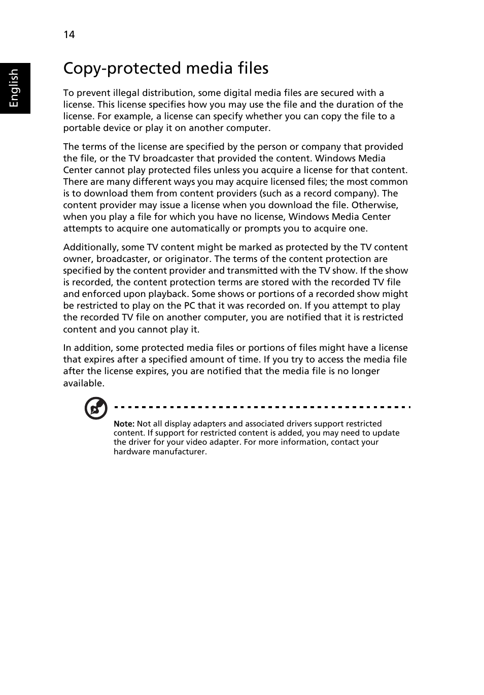 Copy-protected media files | Acer Aspire 8940G User Manual | Page 14 / 20