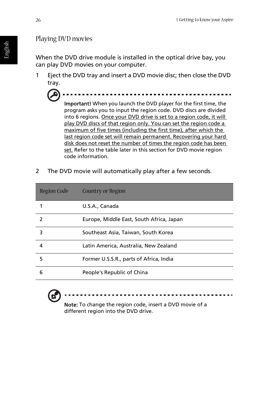 Playing dvd movies | Acer Aspire 1680 User Manual | Page 34 / 101