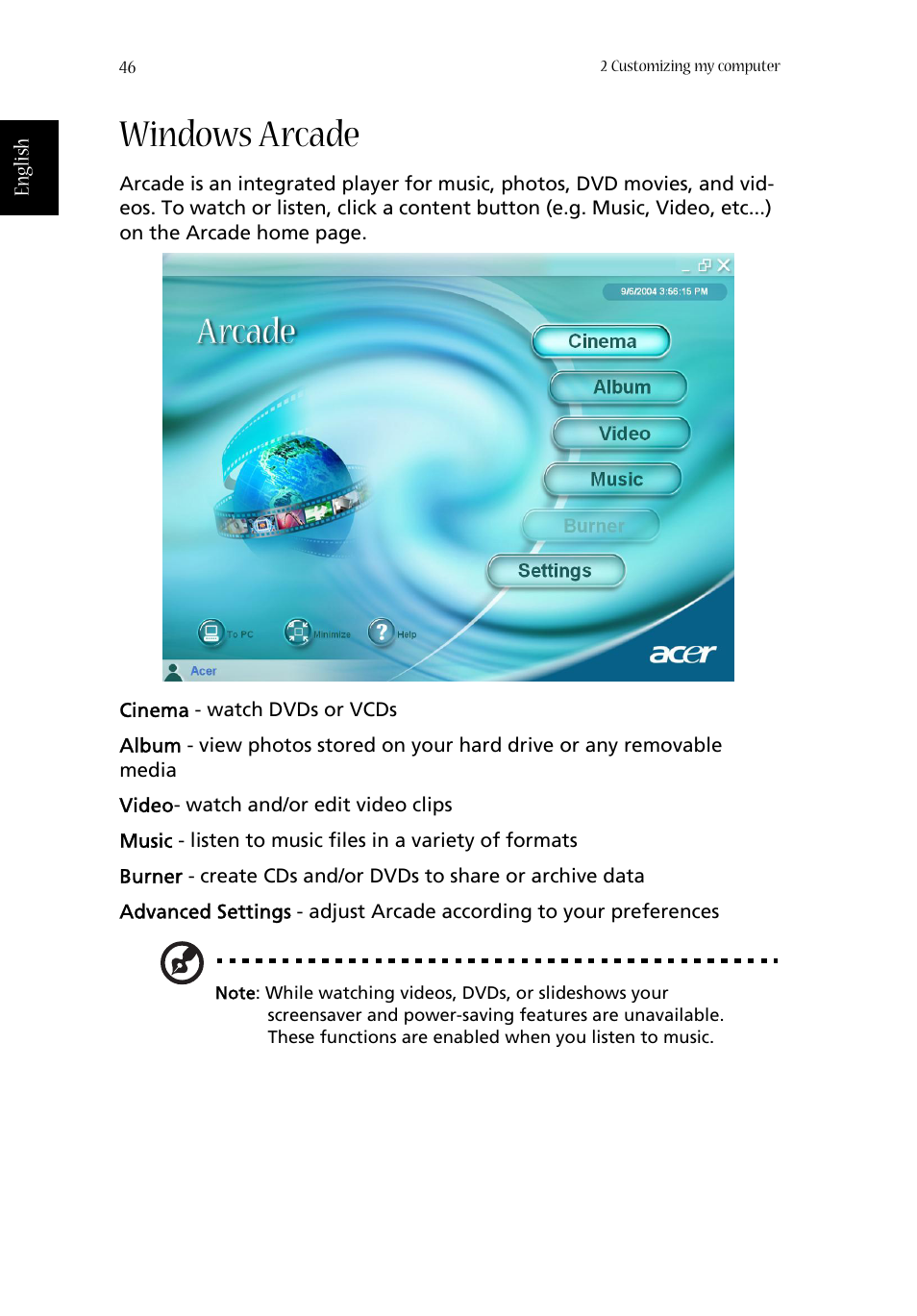 Windows arcade | Acer Aspire 1680 User Manual | Page 54 / 101