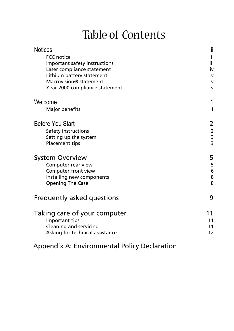 Acer Aspire E500 User Manual | Page 6 / 19