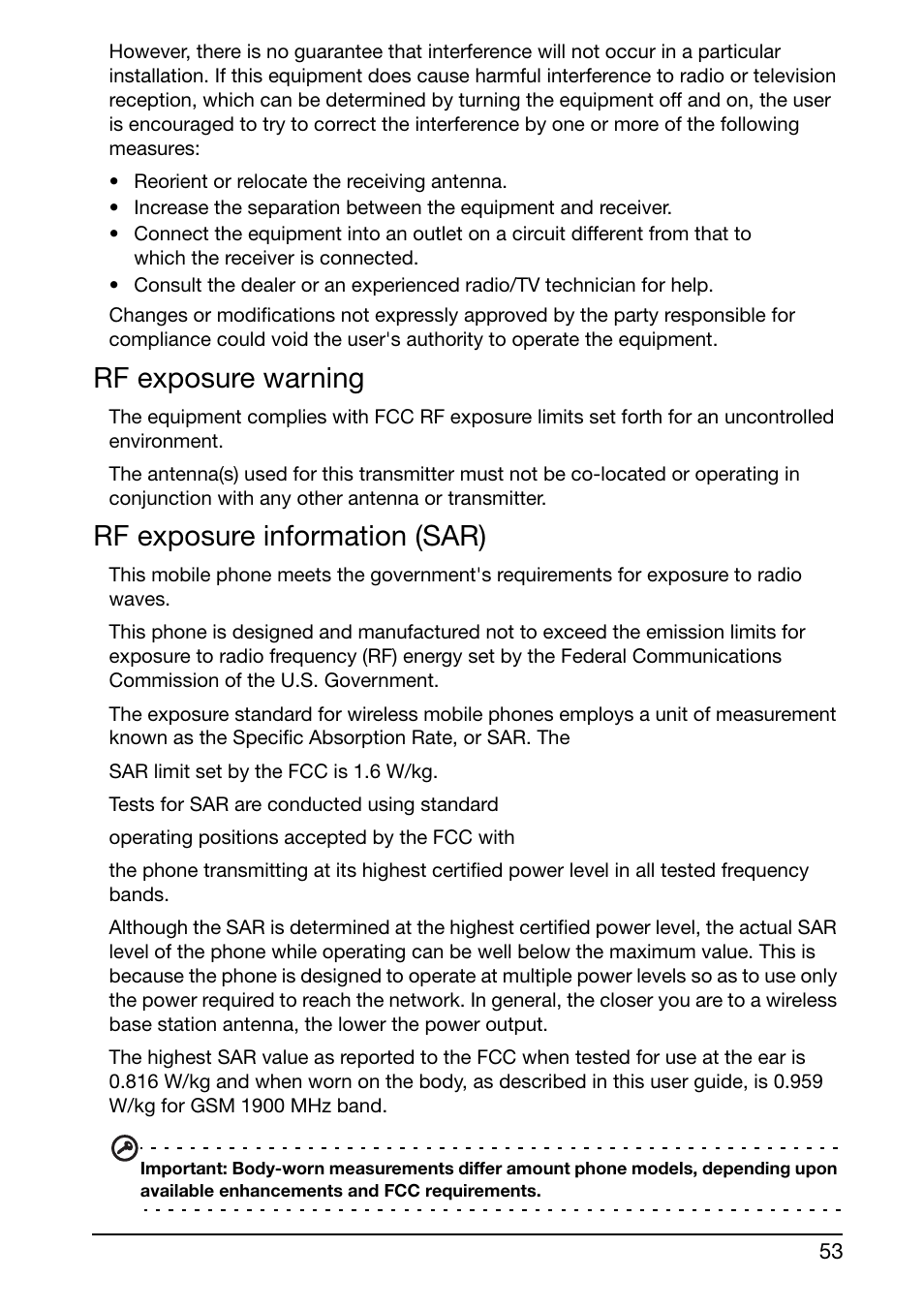 Rf exposure warning, Rf exposure information (sar) | Acer Liquid Glow User Manual | Page 53 / 60