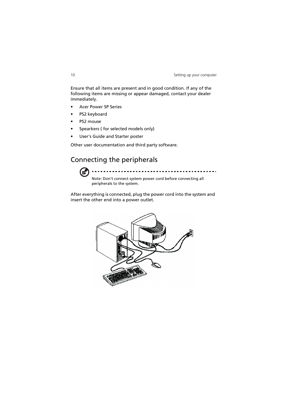 Connecting the peripherals | Acer AcerPower SV User Manual | Page 16 / 30