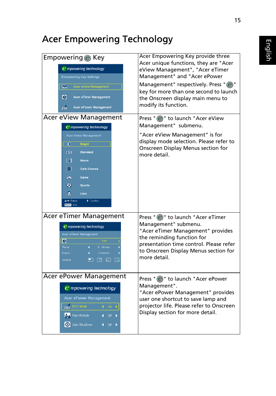 Acer empowering technology | Acer H5360 User Manual | Page 27 / 57
