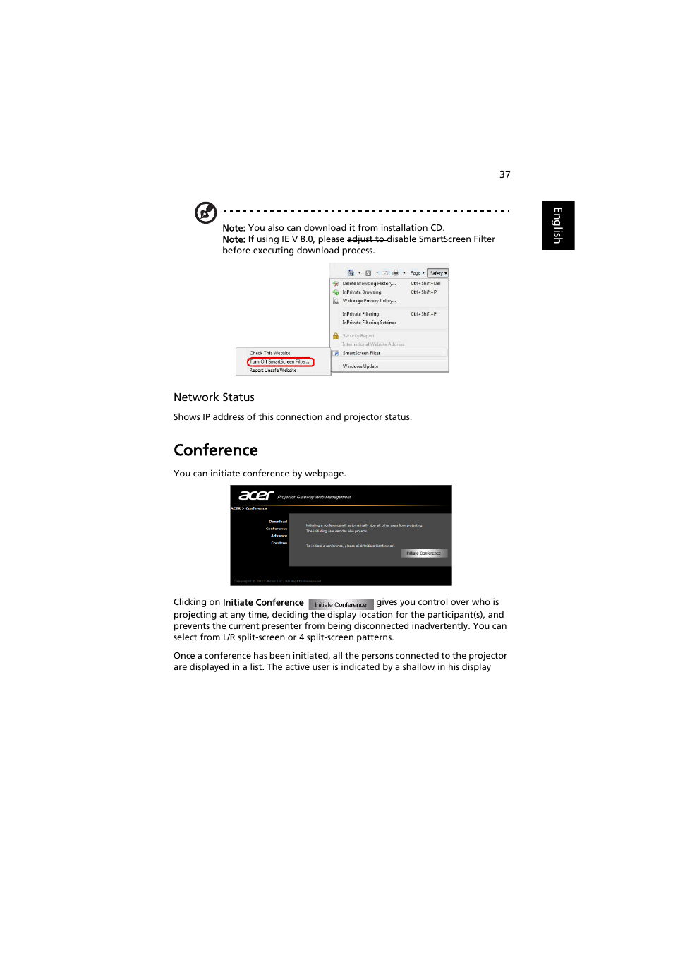 Conference | Acer P5207B User Manual | Page 37 / 53