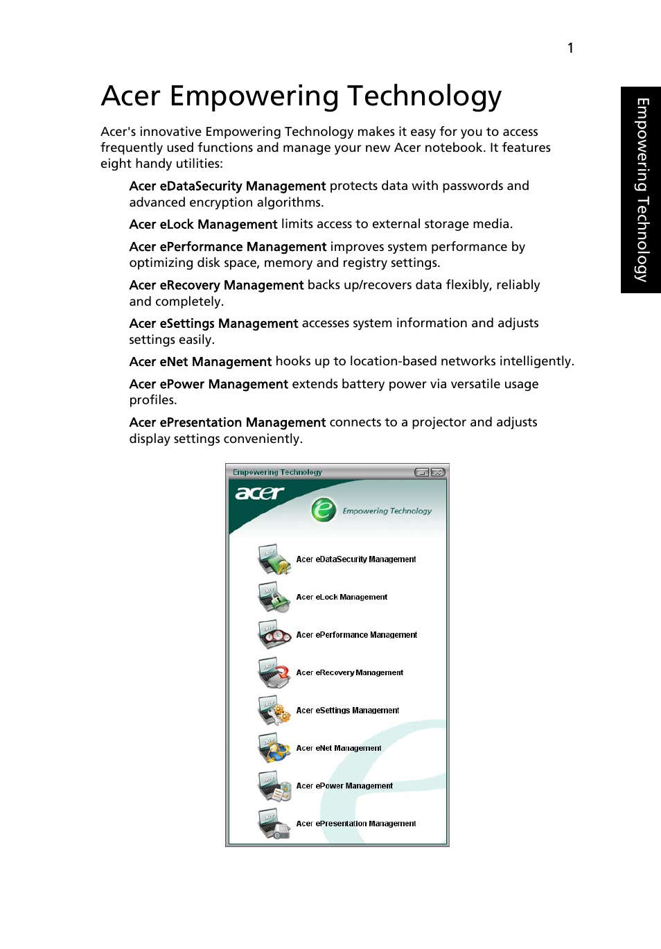 Acer empowering technology | Acer Aspire 9500 User Manual | Page 13 / 100