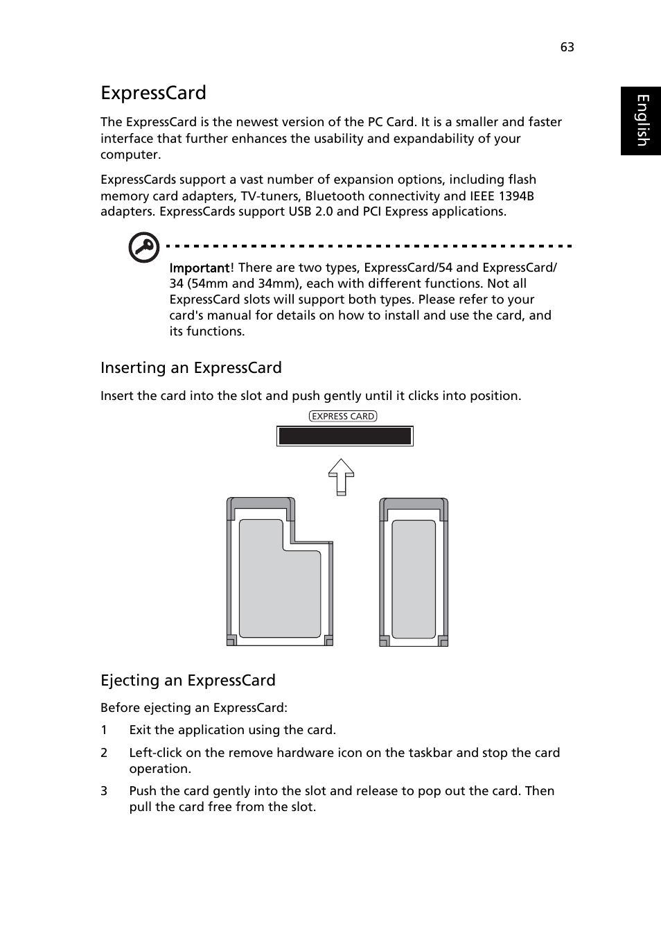 Expresscard | Acer Aspire 9500 User Manual | Page 75 / 100