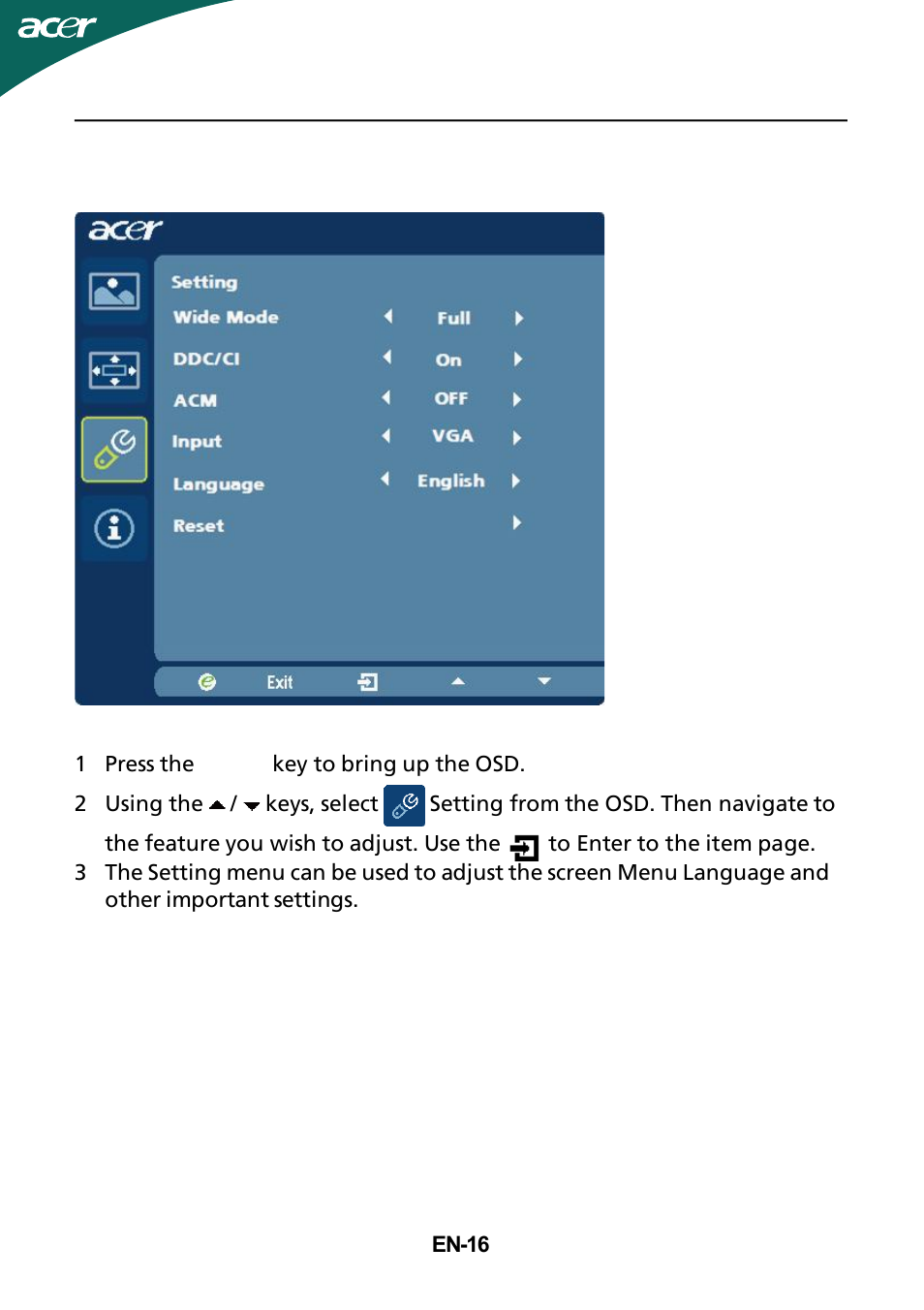 Acer GR235H User Manual | Page 17 / 24