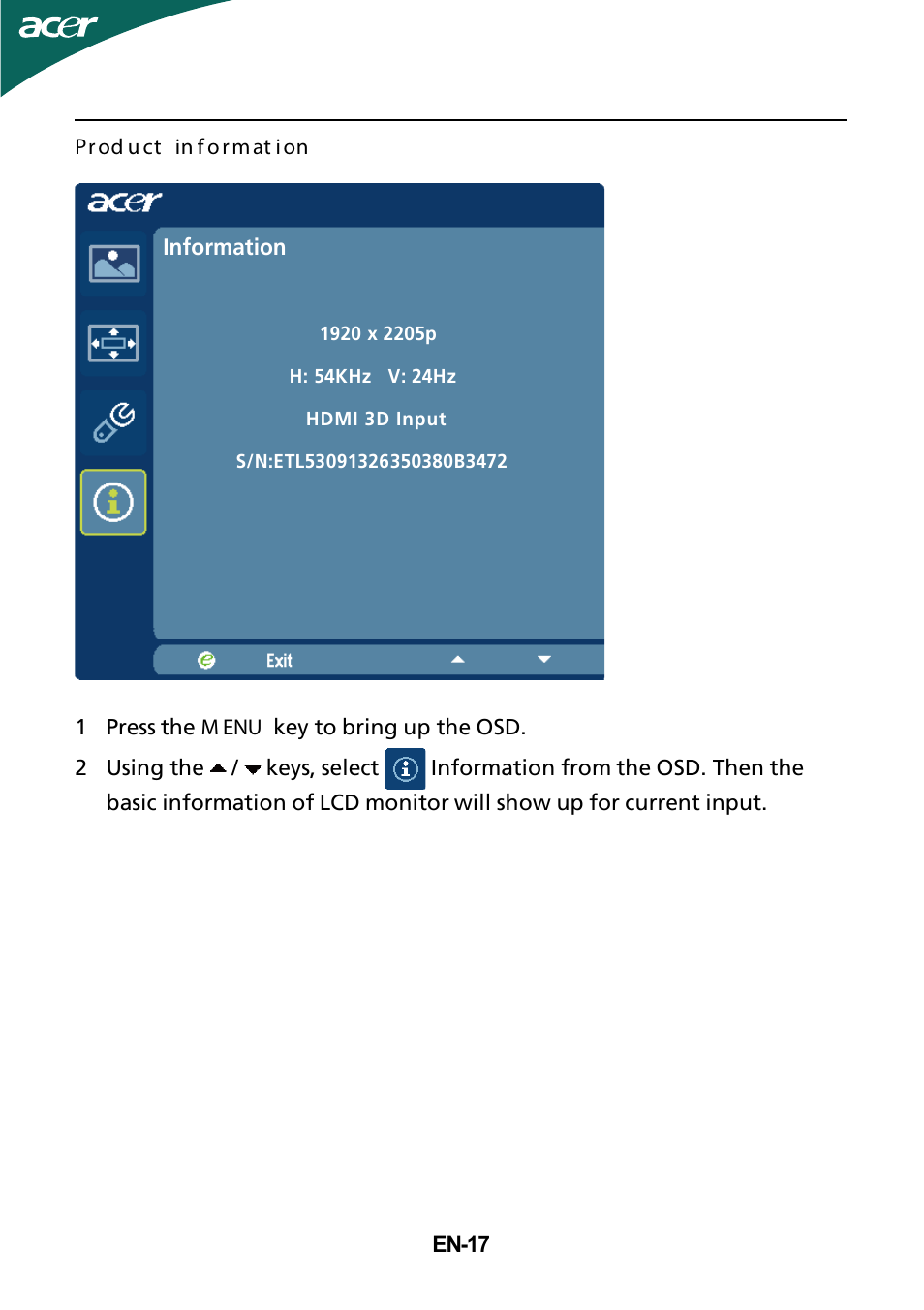 Acer GR235H User Manual | Page 18 / 24