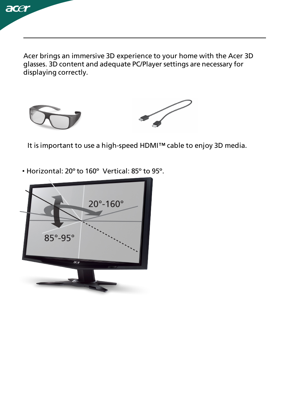 Acer 3d glasses user’s guide | Acer GR235H User Manual | Page 19 / 24