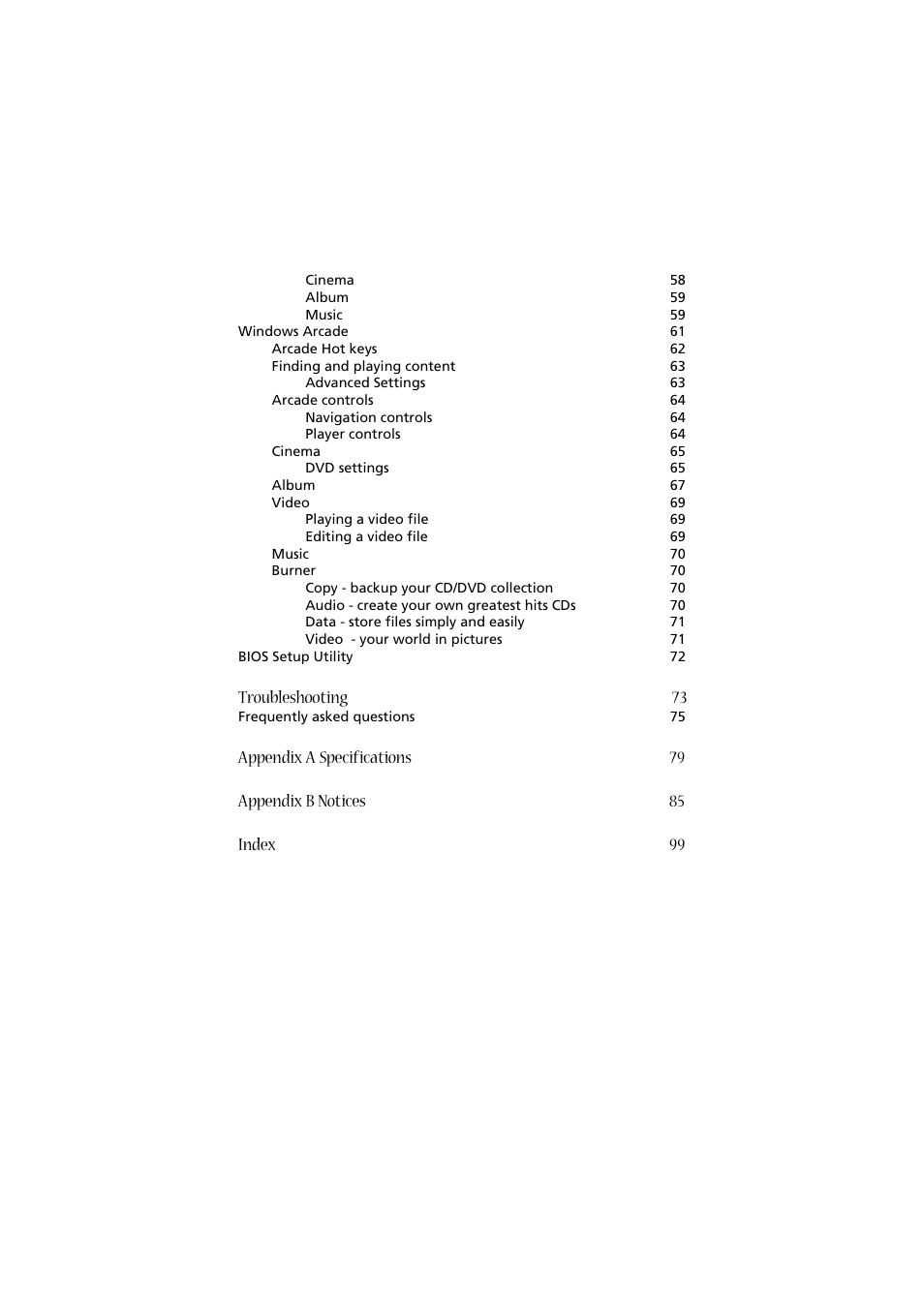 Troubleshooting 73 | Acer Aspire 2020 User Manual | Page 9 / 110