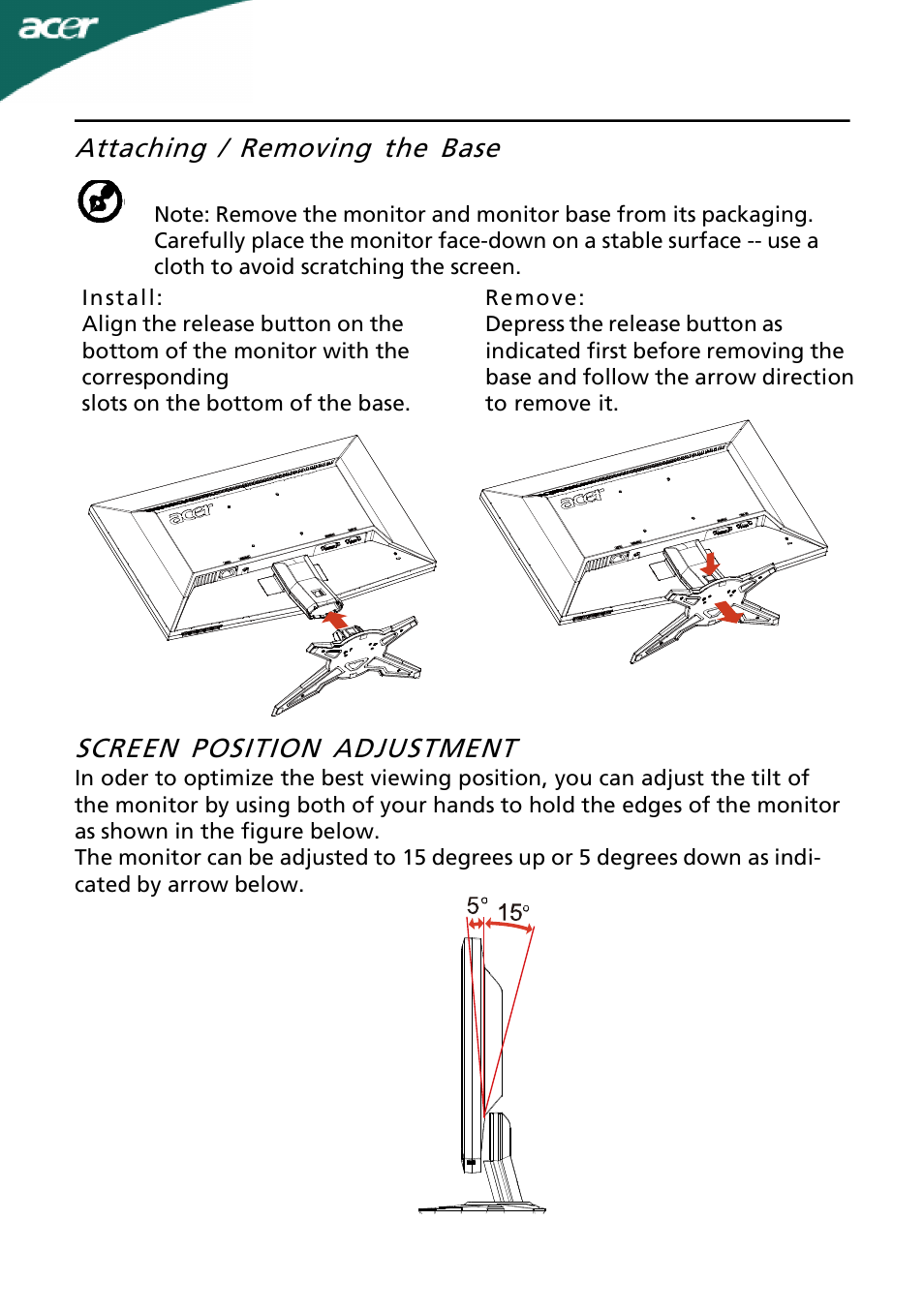 Acer G185H User Manual | Page 7 / 23