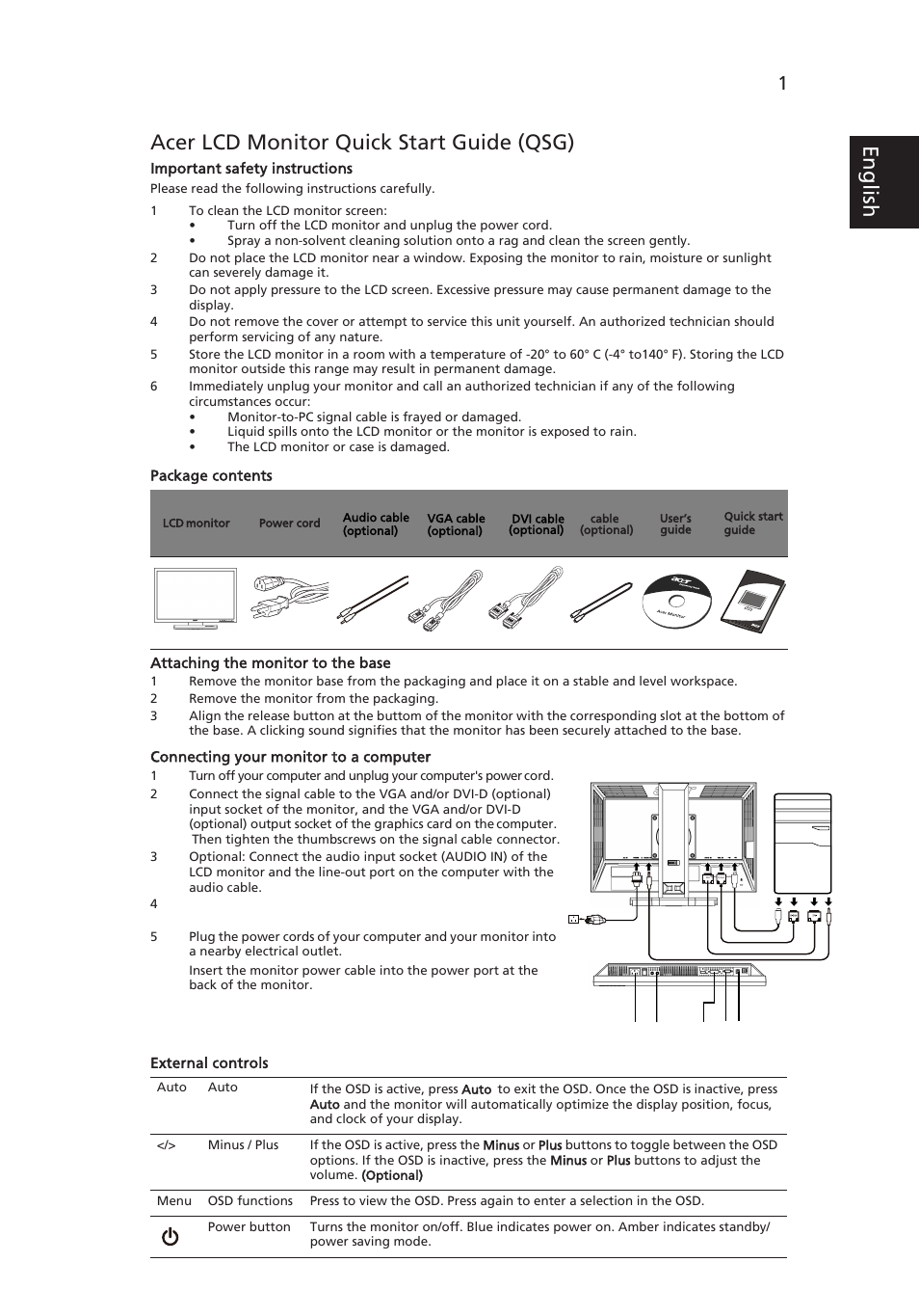 Acer B223WL User Manual | 2 pages