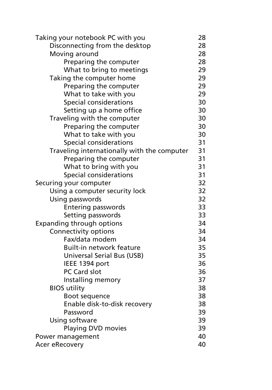 Acer TravelMate 4060 User Manual | Page 8 / 68