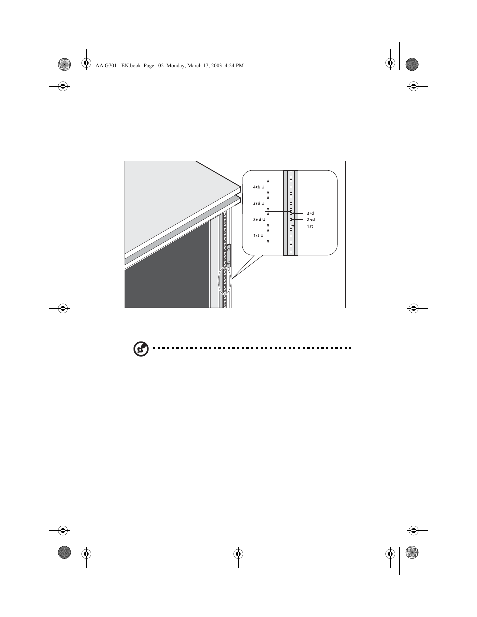 Vertical mounting hole pattern | Acer Altos G701 User Manual | Page 114 / 126