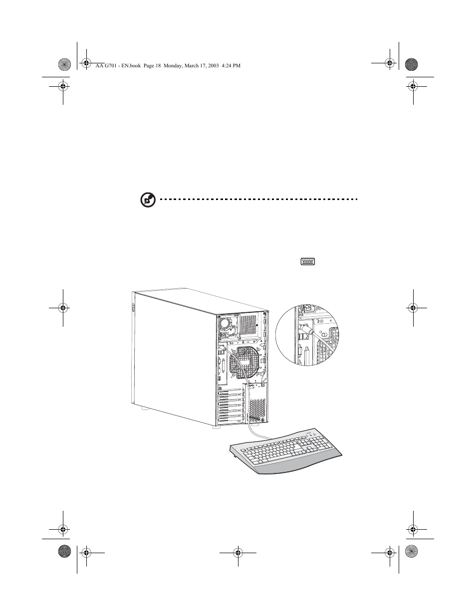 Connecting peripherals, Connecting the ps/2 keyboard | Acer Altos G701 User Manual | Page 28 / 126
