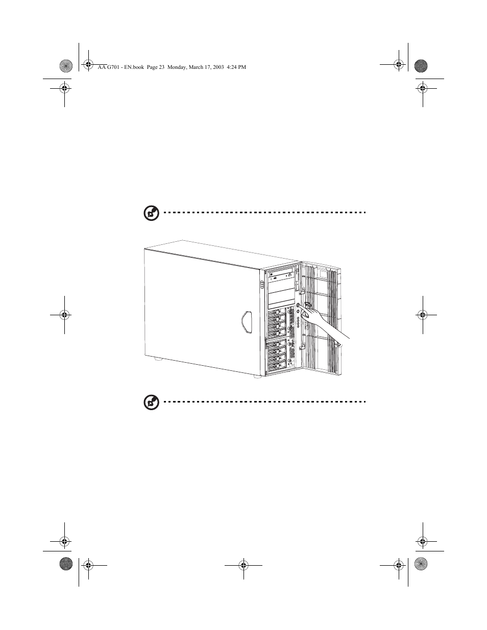 Turning on the system | Acer Altos G701 User Manual | Page 33 / 126