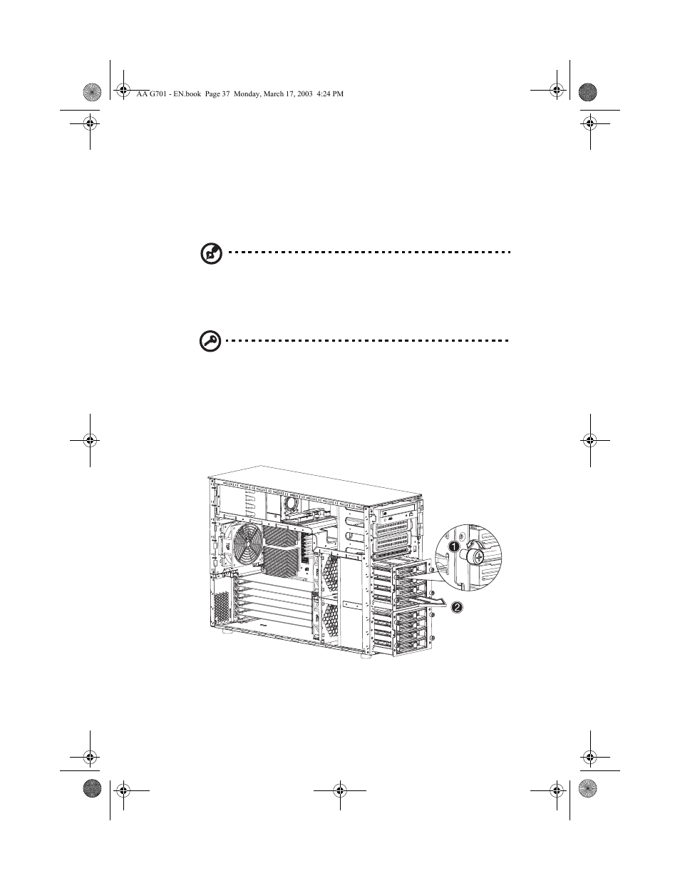 Configuring the hot-swappable cage, Removing the hot-swappable cage | Acer Altos G701 User Manual | Page 47 / 126