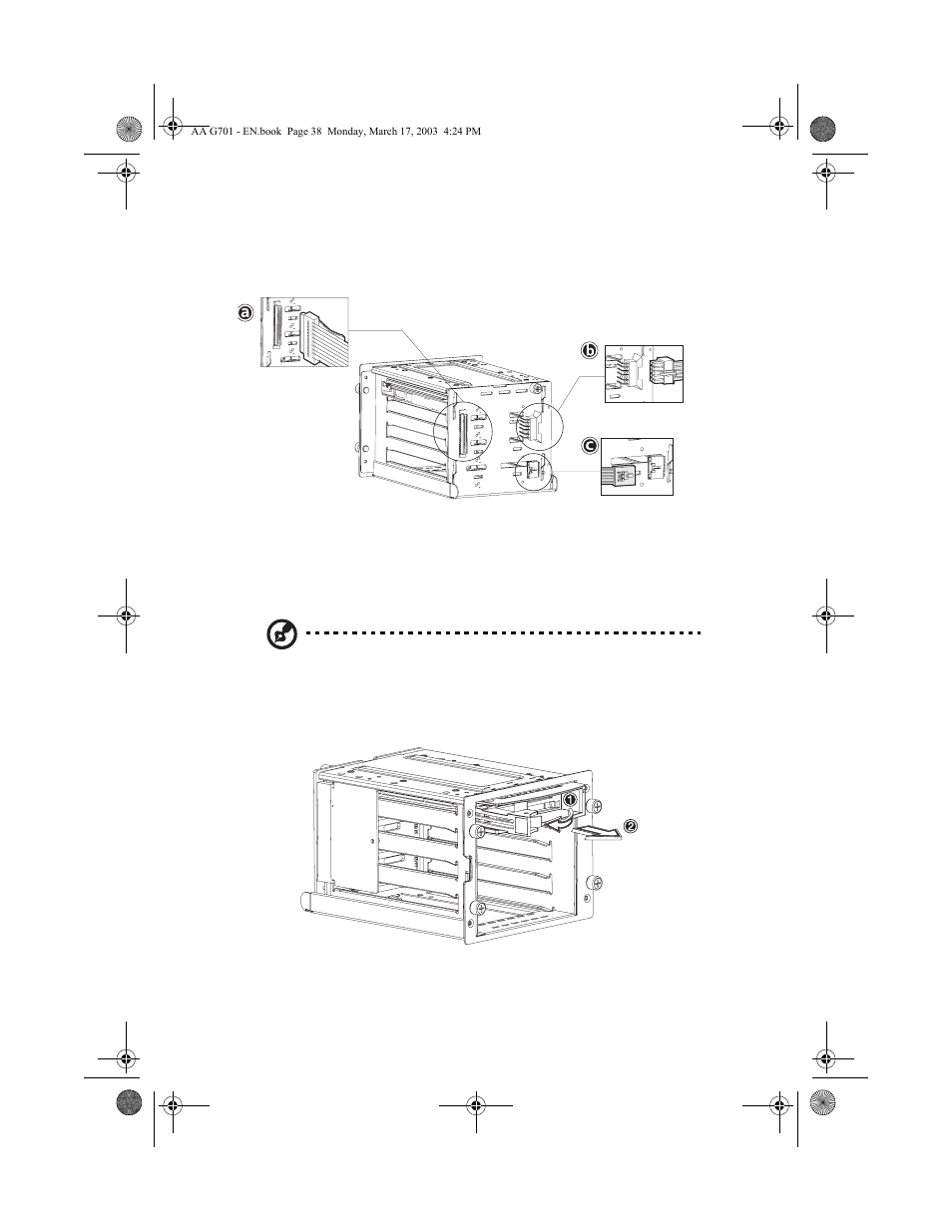 Installing a hard disk into the hot-swappable cage, Hard disk carrier | Acer Altos G701 User Manual | Page 48 / 126