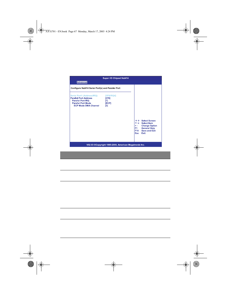Super i/o configuration | Acer Altos G701 User Manual | Page 77 / 126