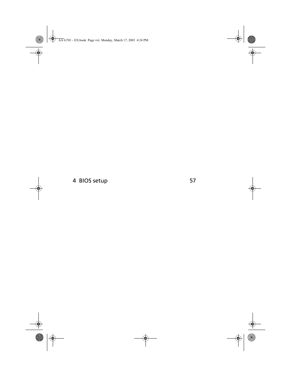 4 bios setup 57 | Acer Altos G701 User Manual | Page 8 / 126