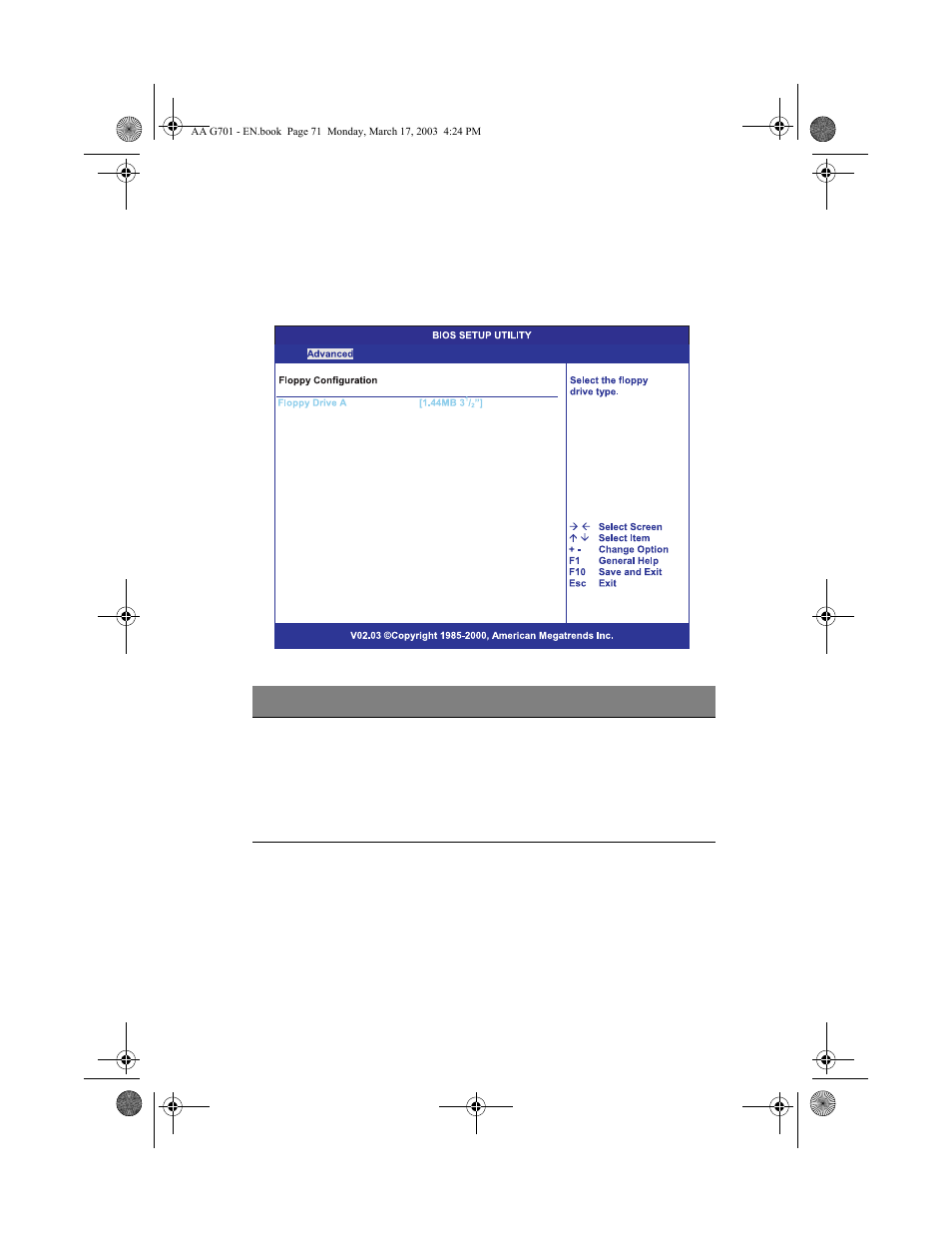 Floppy configuration | Acer Altos G701 User Manual | Page 81 / 126