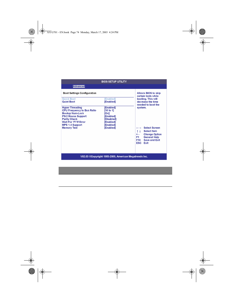 Boot settings configuration | Acer Altos G701 User Manual | Page 84 / 126