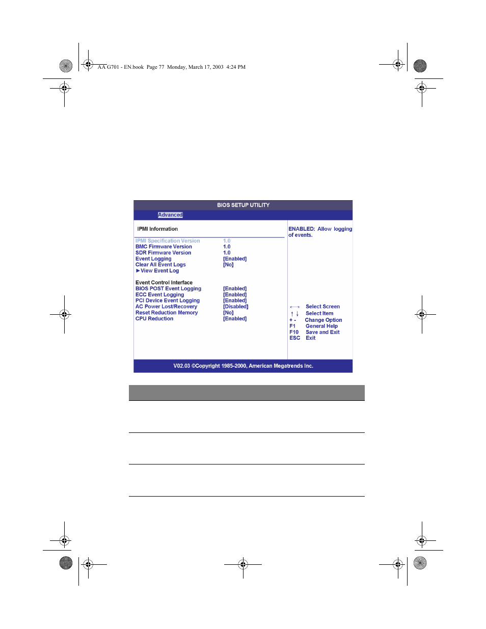 Event log configuration | Acer Altos G701 User Manual | Page 87 / 126