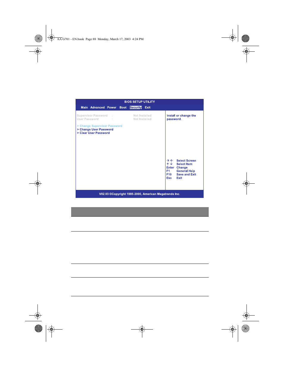 Security | Acer Altos G701 User Manual | Page 98 / 126