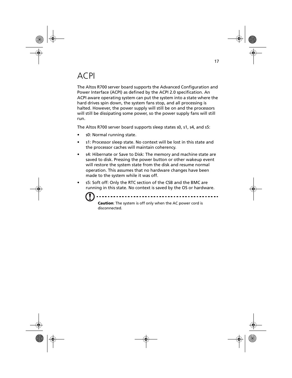 Acpi | Acer Altos R700 User Manual | Page 27 / 130