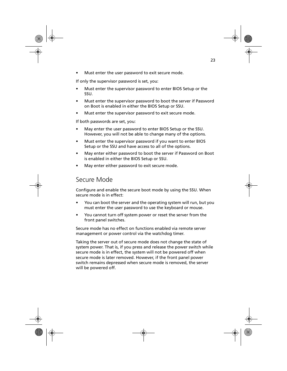 Secure mode | Acer Altos R700 User Manual | Page 33 / 130