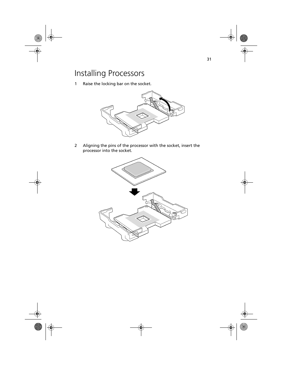 Installing processors | Acer Altos R700 User Manual | Page 41 / 130