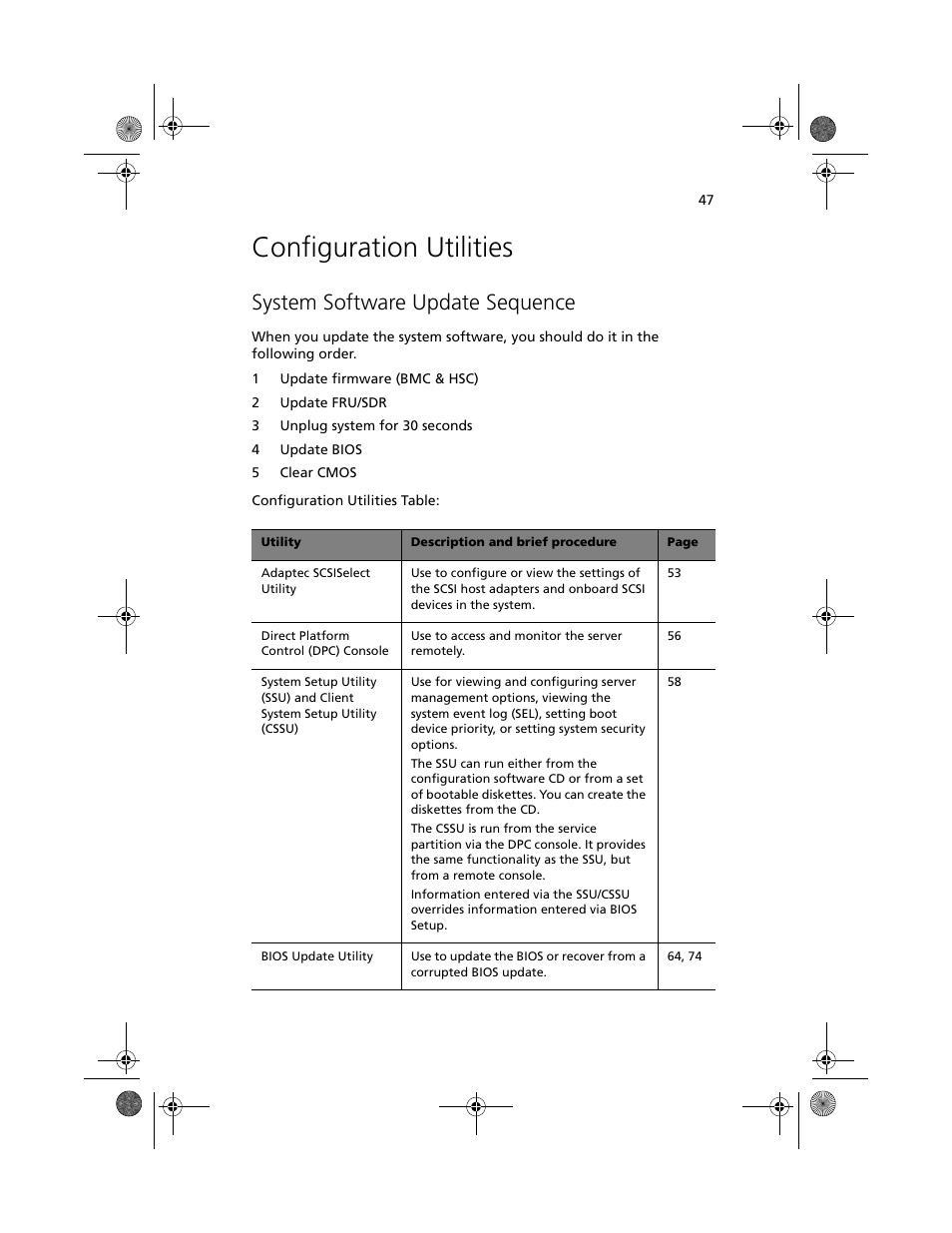 Configuration utilities, System software update sequence | Acer Altos R700 User Manual | Page 57 / 130