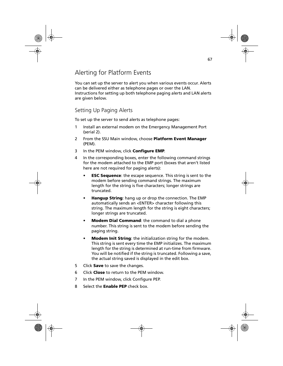 Alerting for platform events, Setting up paging alerts | Acer Altos R700 User Manual | Page 77 / 130