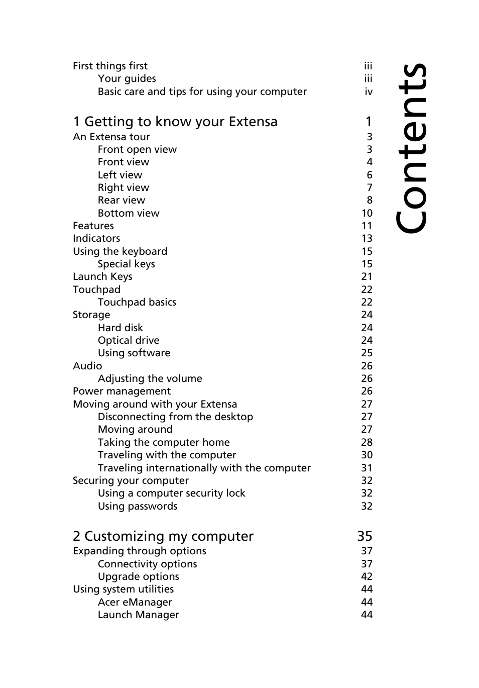 Acer Extensa 2950 User Manual | Page 7 / 92