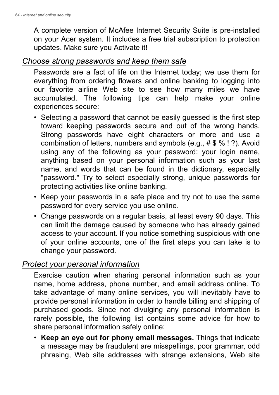 Acer Veriton Z2640G User Manual | Page 64 / 68