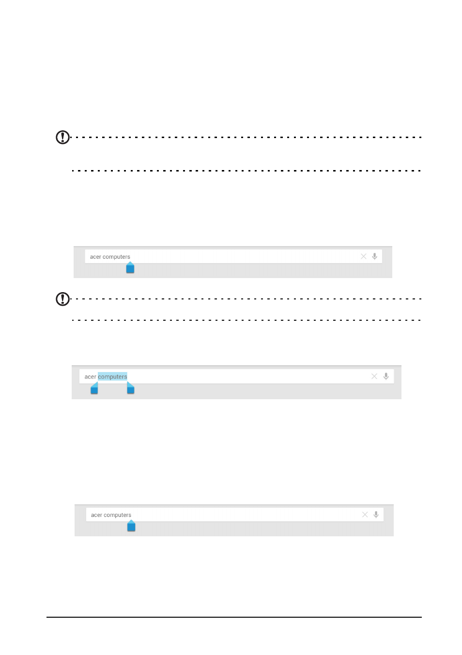 Editing text, Selecting text, Inserting text | Acer DA222HQL User Manual | Page 17 / 32