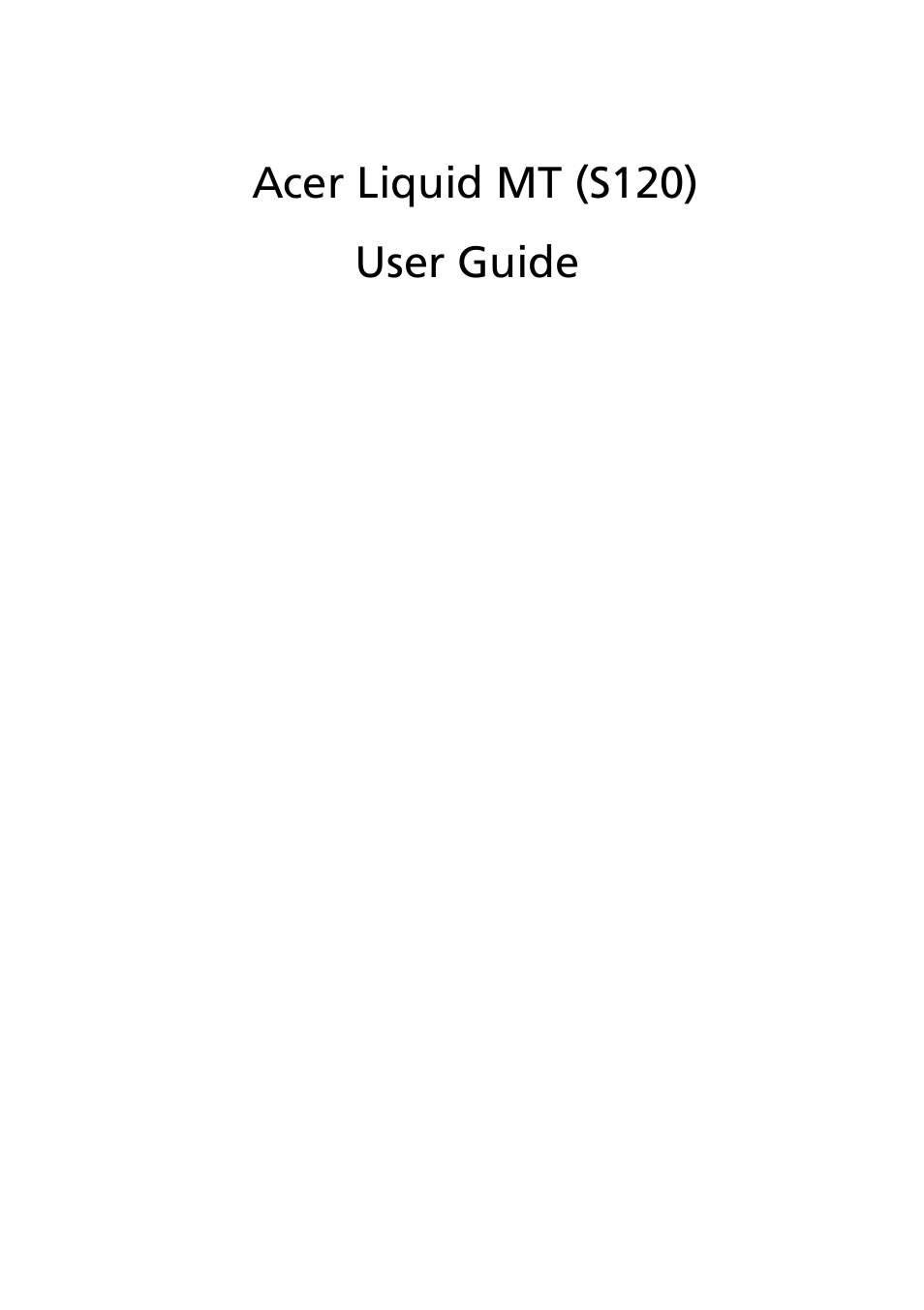 Acer Liquid MT S120 User Manual | 68 pages