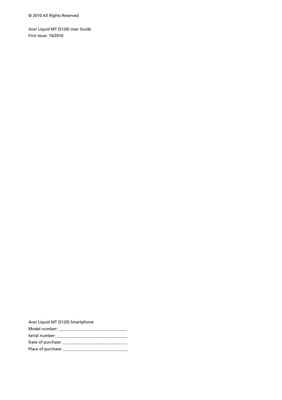 Acer Liquid MT S120 User Manual | Page 2 / 68